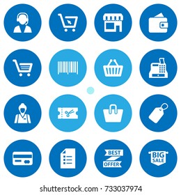 Set Of 16 Store Icons Set.Collection Of Market, Seller, Billfold And Other Elements.