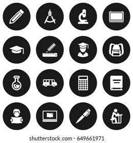 Set Of 16 Studies Icons Set.Collection Of Diplomaed Male, Notebook, Calculate And Other Elements.