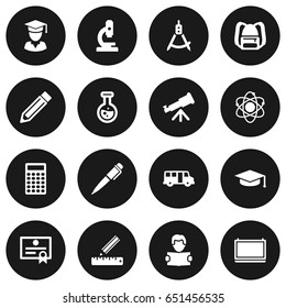 Set Of 16 Studies Icons Set.Collection Of School Autobus, Rucksack, Certificate And Other Elements.