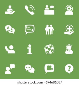 Set Of 16 Support Icons Set.Collection Of Safe Ring, Info, Help And Other Elements.