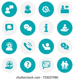 Set Of 16 Support Icons Set.Collection Of Support, Call, Talk And Other Elements.
