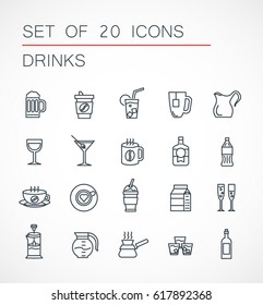 Set of 16 sweets icons. Entertainment and food pack. Outline symbol collection. Easy to place on your picture. Mono linear pictograms. Vector illustration. EPS 10.