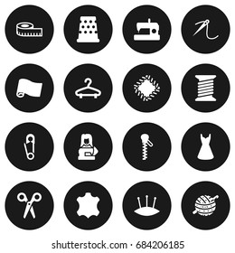 Set Of 16 Tailor Icons Set.Collection Of Seamstress, Embroidered, Skin And Other Elements.