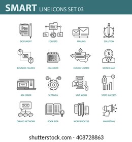 Set of 16 thin line vector business icons, business management, strategy, career progress and business process. Mono line pictograms and infographics design elements
