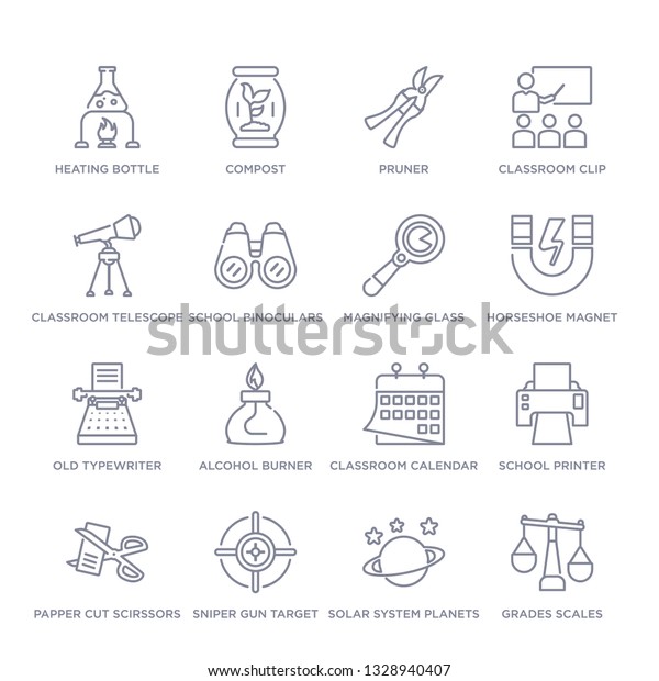 Set 16 Thin Linear Icons Such Stock Vector Royalty Free