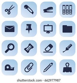 Set Of 16 Tools Icons Set.Collection Of Knife, Clippers, Folder And Other Elements.