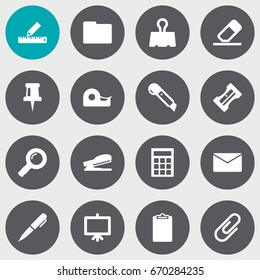 Set Of 16 Tools Icons Set.Collection Of Information, Pencil, Mail And Other Elements.