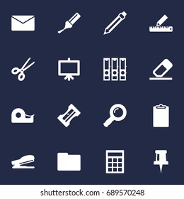 Set Of 16 Tools Icons Set.Collection Of Mail, Rubber, Supplies And Other Elements.