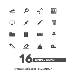 Set Of 16 Tools Icons Set.Collection Of Folder, Zoom Glasses, Mail And Other Elements.