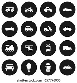 Set Of 16 Traffic Icons Set.Collection Of Caravan, Panorama, Coupe And Other Elements.