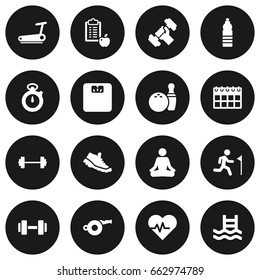 Set Of 16 Training Icons Set.Collection Of Drink, Running, Timer And Other Elements.