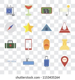 Set Of 16 transparent icons such as Map, Luggage, Swimming pool, Airplane, Sand castle, Oxygen tank, Compass, Suitcase, Tent, transparency icon pack, pixel perfect