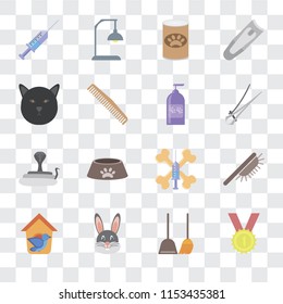 Set Of 16 transparent icons such as Winner, Dustpan, Rabbit, Bird house, Brush, Syringe, Cat, Snake, Shampoo, transparency icon pack, pixel perfect