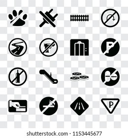 Set Of 16 transparent icons such as Parking, Road, No smoking, Card payment, drugs, pets, Roads, alcohol, Lift, transparency icon pack, pixel perfect