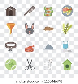 Set Of 16 transparent icons such as Birdhouse, Leash, Scissors, Ball, Water tank, Kennel, Filter, Collar, Hedgehog, transparency icon pack, pixel perfect