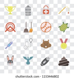 Set Of 16 transparent icons such as Poop, Razor, Bird, Rabbit, Winner, Trophy, Wheel, Syringe, Toy, transparency icon pack, pixel perfect