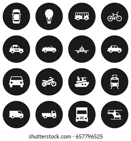 Set Of 16 Transport Icons Set.Collection Of Car, Boat, Panorama And Other Elements.