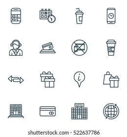 Set Of 16 Transportation Icons. Can Be Used For Web, Mobile, UI And Infographic Design. Includes Elements Such As Building, Pointer, Map And More.