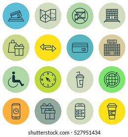 Set Of 16 Transportation Icons. Can Be Used For Web, Mobile, UI And Infographic Design. Includes Elements Such As Locate, Airfield Manufacture, Drink Cup And More. Set Of 16 Transportation Icons. Can Be Used For Web, Mobile, UI And Infographic Design. Includes Elements Such As Locate, Airfield Manufacture, Drink Cup And More.