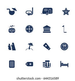 Set with 16 travel icons. Icons for app, programs, sites.