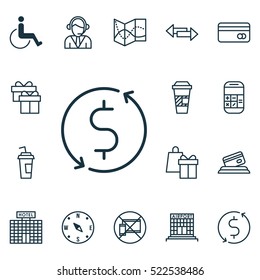 Set Of 16 Travel Icons. Can Be Used For Web, Mobile, UI And Infographic Design. Includes Elements Such As Mobile, Map, Travel And More.