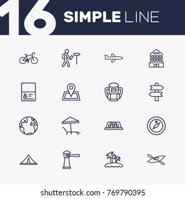 Set Of 16 Travel Outline Icons Set.Collection Of Direction, Certificate, Lighthouse And Other Elements.