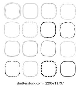 Set of 16 types of rounded square decorative ruled frames.