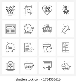 Set of 16 UI Icons and symbols for alarm; web; heart; interface; nature Vector Illustration