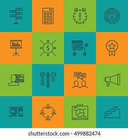 Set Of 16 Universal Editable Icons For  Topics. Includes Icons Such As Discussion, Growth, Collaboration And More.