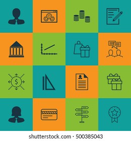 Set Of 16 Universal Editable Icons For Project Management, Education And Airport Topics. Includes Icons Such As Education Center, Female Application, Line Up And More.
