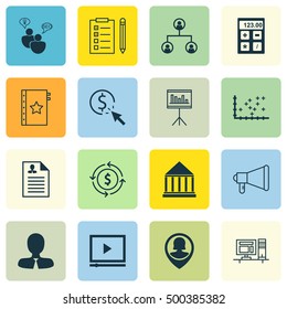 Set Of 16 Universal Editable Icons For Education, SEO And Human Resources Topics. Includes Icons Such As PPC, Education Center, Computer And More.