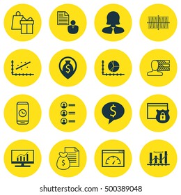 Set Of 16 Universal Editable Icons For Statistics, Airport And Human Resources Topics. Includes Icons Such As Money Navigation, Sinus Graph, Report And More.