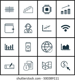 Set Of 16 Universal Editable Icons For SEO, Project Management And Human Resources Topics. Includes Icons Such As Growth, Sequence Graphics, Bank Payment And More.