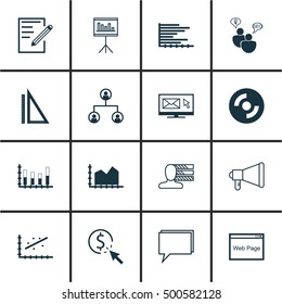 Set Of 16 Universal Editable Icons For Statistics, Computer Hardware And Education Topics. Includes Icons Such As Bars Chart, Personal Skills, Blank Cd And More.