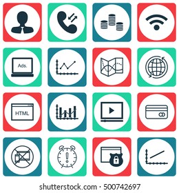 Set Of 16 Universal Editable Icons For Project Management, Airport And Human Resources Topics. Includes Icons Such As Raise Diagram, Money, Security And More.