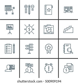 Set Of 16 Universal Editable Icons For  Topics. Includes Icons Such As Decision Making, Money, Opportunity And More.