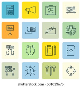 Set Of 16 Universal Editable Icons For  Topics. Includes Icons Such As Schedule, Innovation, Reminder And More.