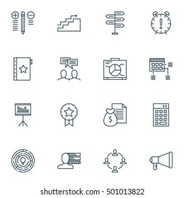 Set Of 16 Universal Editable Icons For  Topics. Includes Icons Such As Discussion, Growth, Opportunity And More.