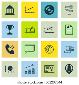 Set Of 16 Universal Editable Icons For SEO, Travel And Computer Hardware Topics. Includes Icons Such As Personal Skills, Cellular Data, Bank Payment And More.