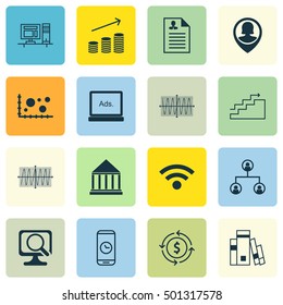 Set Of 16 Universal Editable Icons For Airport, Education And SEO Topics. Includes Icons Such As Education Center, Tree Structure, Digital Media And More.