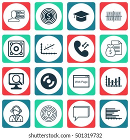 Set Of 16 Universal Editable Icons For Education, SEO And Human Resources Topics. Includes Icons Such As Analytics, Report, Cellular Data And More.