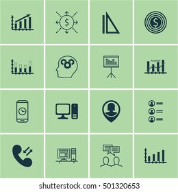 Set Of 16 Universal Editable Icons For Education, Computer Hardware And Airport Topics. Includes Icons Such As Pin Employee, Money, Measurement And More.