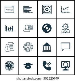 Set Of 16 Universal Editable Icons For Project Management, Education And Computer Hardware Topics. Includes Icons Such As Raise Diagram, Personal Skills, Conference And More.