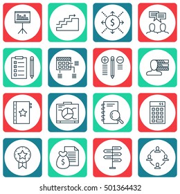 Set Of 16 Universal Editable Icons For  Topics. Includes Icons Such As Schedule, Reminder, Discussion And More.