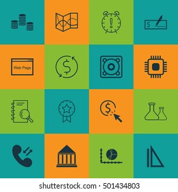 Set Of 16 Universal Editable Icons For Airport, Marketing And SEO Topics. Includes Icons Such As Bank Payment, Time Management, Money Trasnfer And More.