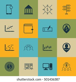 Set Of 16 Universal Editable Icons For Human Resources, Statistics And Business Management Topics. Includes Icons Such As Messaging, Wallet, Desktop Computer And More.