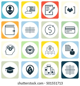 Set Of 16 Universal Editable Icons For Project Management, Airport And Statistics Topics. Includes Icons Such As Paper, Report, Collaborative Solution And More.