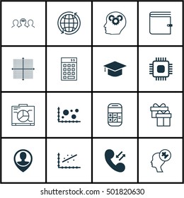 Set Of 16 Universal Editable Icons For Airport, Transportation And Hr Topics. Includes Icons Such As Present, Analytics, Graphical Grid And More.