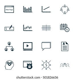 Set Of 16 Universal Editable Icons For SEO, Business Management And Marketing Topics. Includes Icons Such As Tree Structure, Conference, Coaching And More.