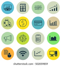 Set Of 16 Universal Editable Icons For Statistics, Travel And Computer Hardware Topics